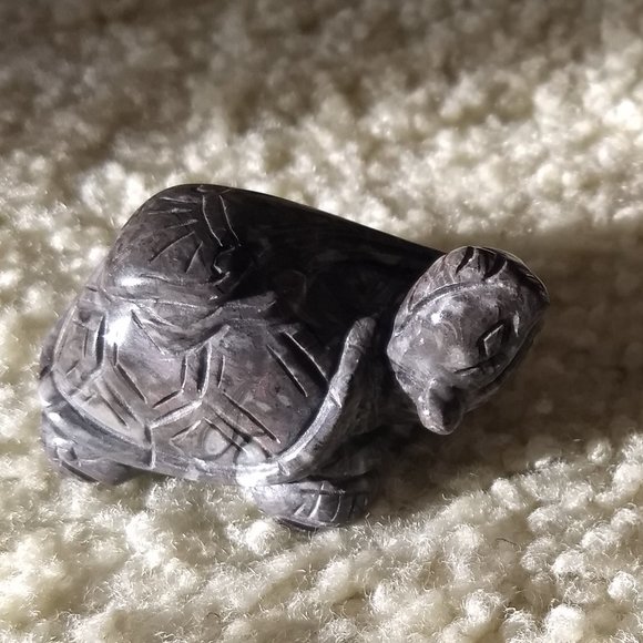 vintage 70s pair of carved stone turtle tortoise figurines - Picture 5 of 12